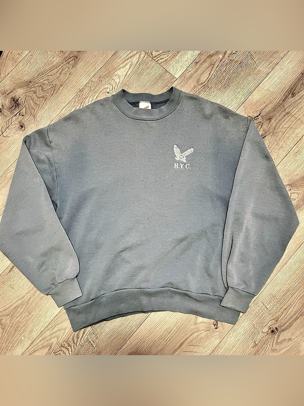 Jerzees Men's faded Crewneck Sweatshirt in Charcoal Gray sz L